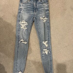 Distressed Blue Jeans